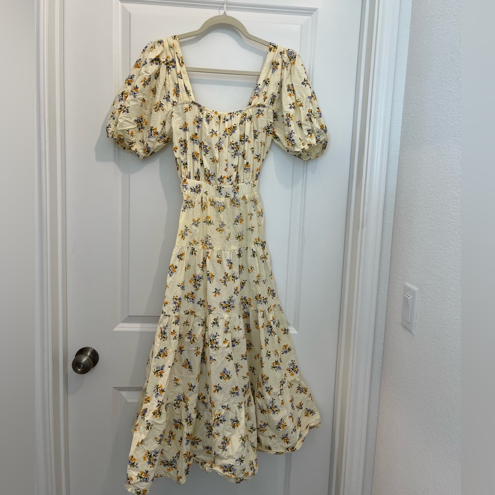 Asos Open Back Yellow Floral Dress